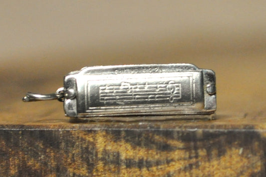 Small Silver Lyrical Harmonica Pendant - Stamped and Tested Sterling Silver - P&B Sterling - Musical Charms