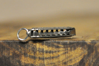 Small Silver Lyrical Harmonica Pendant - Stamped and Tested Sterling Silver - P&B Sterling - Musical Charms