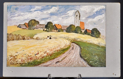 1900s Ludwig von Senger Signed German Farm Field Artist Postcard - Signed L. v. Senger - Antique Rarer Artist Signature Postcard