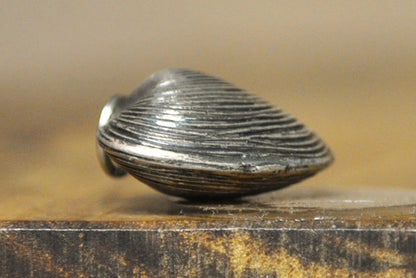 Silver Clamshell Pendant - Stamped and Tested Sterling Silver - Beau Sterling Charm - Ocean Jewelry