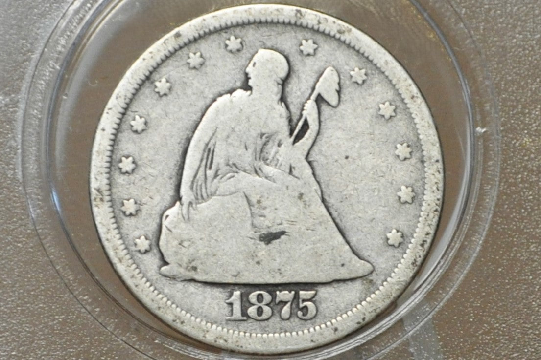 1875-S 20 Cent Piece - Good+, Rare US Coin Type, Only 3 Years Minted - 1875 Silver Twenty Cent Coin