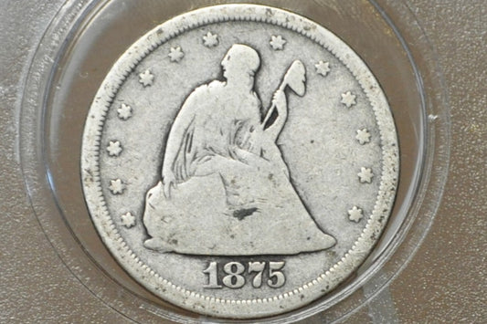 1875-S 20 Cent Piece - Good+, Rare US Coin Type, Only 3 Years Minted - 1875 Silver Twenty Cent Coin