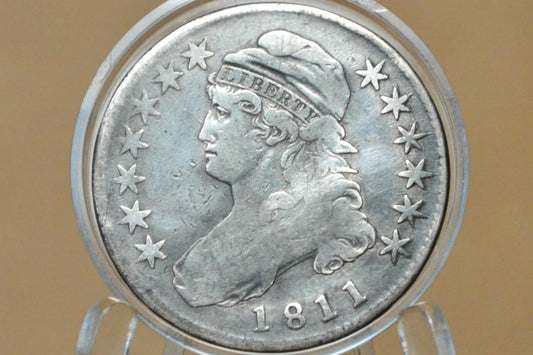 1811 Capped Bust Half Dollar - Fine Details, Old Cleaning - 1811 Half Dollar US Half Dollar 1811 Silver Half Dollar - Early American Coins