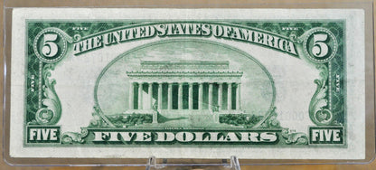 1934-A Silver Certificate 5 Dollar Low Serial Number Note - F00010723A - 1934 Five Dollar Silver Certificate Very Low Serial - Fr#1651