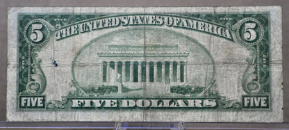 1934 Federal Reserve 5 Dollar Note - Light Green Seal (LGS) - Philadelphia (C) Issue - 1934 US Five Dollar Bill - Fr.1955-C