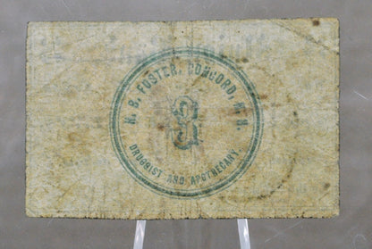 1862 Concord NH H. B. Foster 3 Cents Scrip - Druggist and Apothecary Scrip - Rare Civil War Era New Hampshire Obsolete Three Cent Store Note