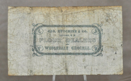 1862 Concord NH George Hutchins & Co. 5 Cents Scrip - Union Bank Scrip - Rare Civil War Era New Hampshire Obsolete Five Cent Store Note