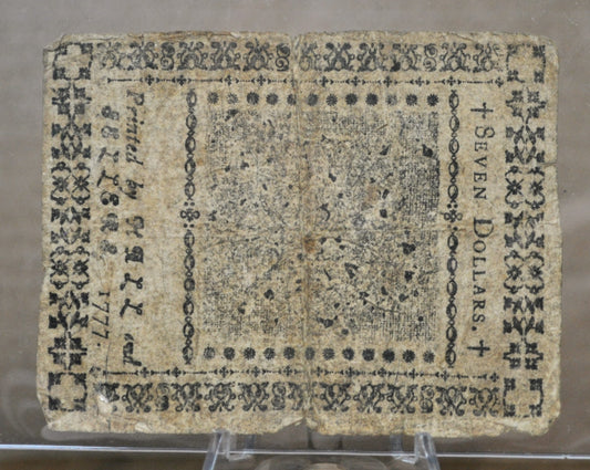 Feb 26th, 1777, Continental Currency 7 Dollar Banknote - Revolutionary War Note - Baltimore Issue Seven Dollars Continental Congress Note