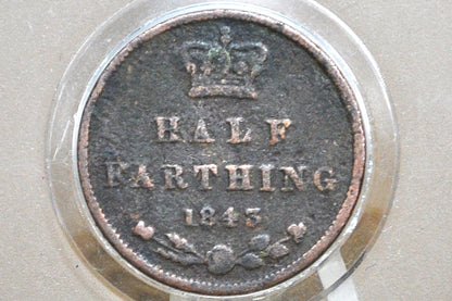1843 UK Half Farthing Great Britain 1843 - Rare coin type! - Queen Victoria - British 1/2 Penny From 1843, Scarce Coin