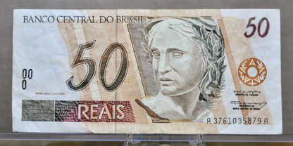 1994/95 (N.D.) Banco Central do Brasil 50 Reais Note - Signature 37, Series A3761 - Rare 1994 Brazilian Fifty Reais Note - P#246f