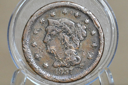 1857 Braided Hair Large Cent - Small Date Variety - 1857 US Large Cent - Filler Coin - Last Year Made!