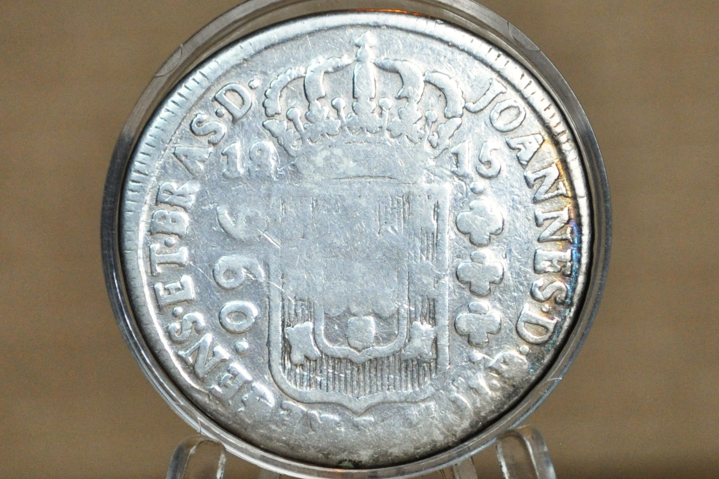 1815 Brazil Silver 960 Reis - Counterstamped Spanish 8 Reales - Pirate Coins