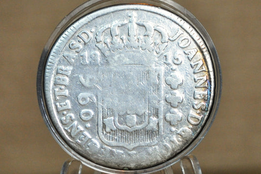 1815 Brazil Silver 960 Reis - Counterstamped Spanish 8 Reales - Pirate Coins
