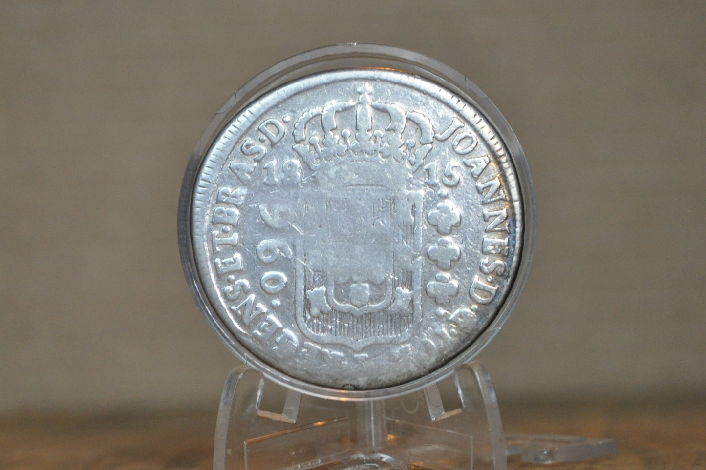 1815 Brazil Silver 960 Reis - Counterstamped Spanish 8 Reales - Pirate Coins