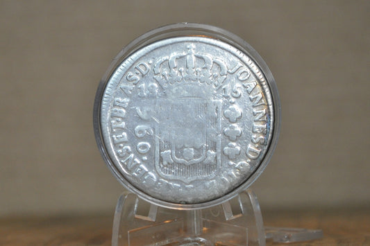 1815 Brazil Silver 960 Reis - Counterstamped Spanish 8 Reales - Pirate Coins
