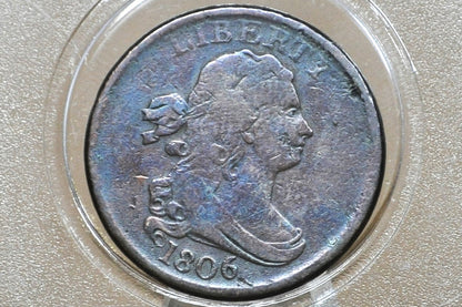 1806 Half Cent Small 6 Stemless - Fine+ - 1806 Draped Bust Half Cent Small Six No Stems - Great Collection Addition