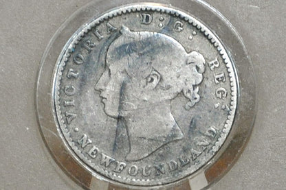 1872 Newfoundland Silver 10 Cent Coin - VG/Fine - Low Mintage - 10 Cents Newfoundland 1872