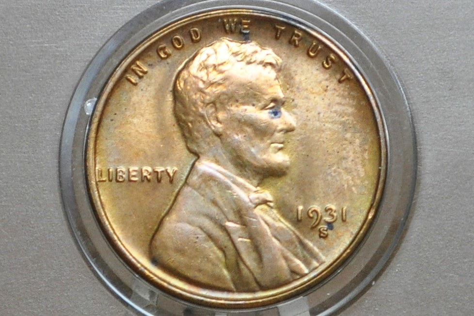 1931-S Wheat Penny - Uncirculated, Red - San Francisco Mint - Key Date Wheat - 1931S Wheat Back Cent Wheat Ear 1931 S