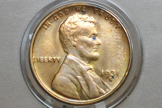 1931-S Wheat Penny - Uncirculated, Red - San Francisco Mint - Key Date Wheat - 1931S Wheat Back Cent Wheat Ear 1931 S