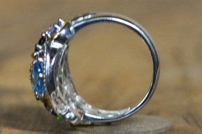 Gems En Vogue Multiple Gemstone Masterpiece Size 8 Ring by Michael Vallitutti - Milestone Masterpiece Rainbow Gemstones Antique Women's Size 8 One-of-a-kind Ring