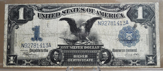 1899 1 Dollar Silver Cert. Black Eagle Fr#236, Mule Note - VG+ Grade / Condition - Rare Note Type / Horseblanket Note - 1899 Mule Note
