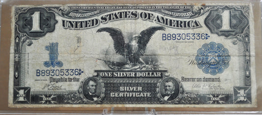 1899 1 Dollar Silver Cert. Black Eagle Fr#226a - VG+ Grade - Rare Note 1899 Large Note 1 Dollar Bill 1899 Silver Cert Fr226a