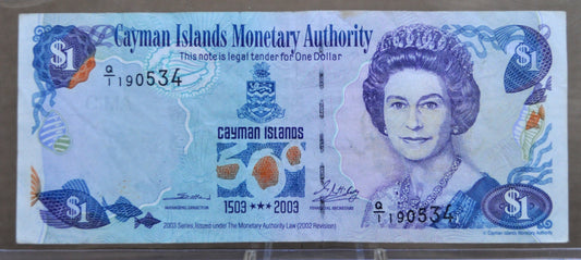 2003 Cayman Islands Monetary Authority 1 Dollar Note - 500th Anniversary Note - 1503-2003 British Cayman Islands One Dollar Note - P#30a