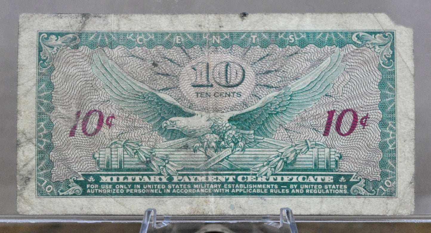1965 U.S. Military 10 Cent Payment Certificate - Series 641 - 1965 United States Military Ten Cents Vietnam War Payment Certificate - P#M58a