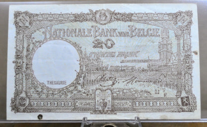 1940-1944 National Bank of Belgium 20 Francs Note - Choose by Date - 1943 Banque Nationale de Belgique Twenty Francs Note - P#111