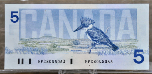 1986 Bank of Canada 5 Dollar Banknote - Choice of Thiessen/Crow or Bonin/Thiessen Signatures - 1986 Canadian Five Dollar Note - P#95b/P#95c