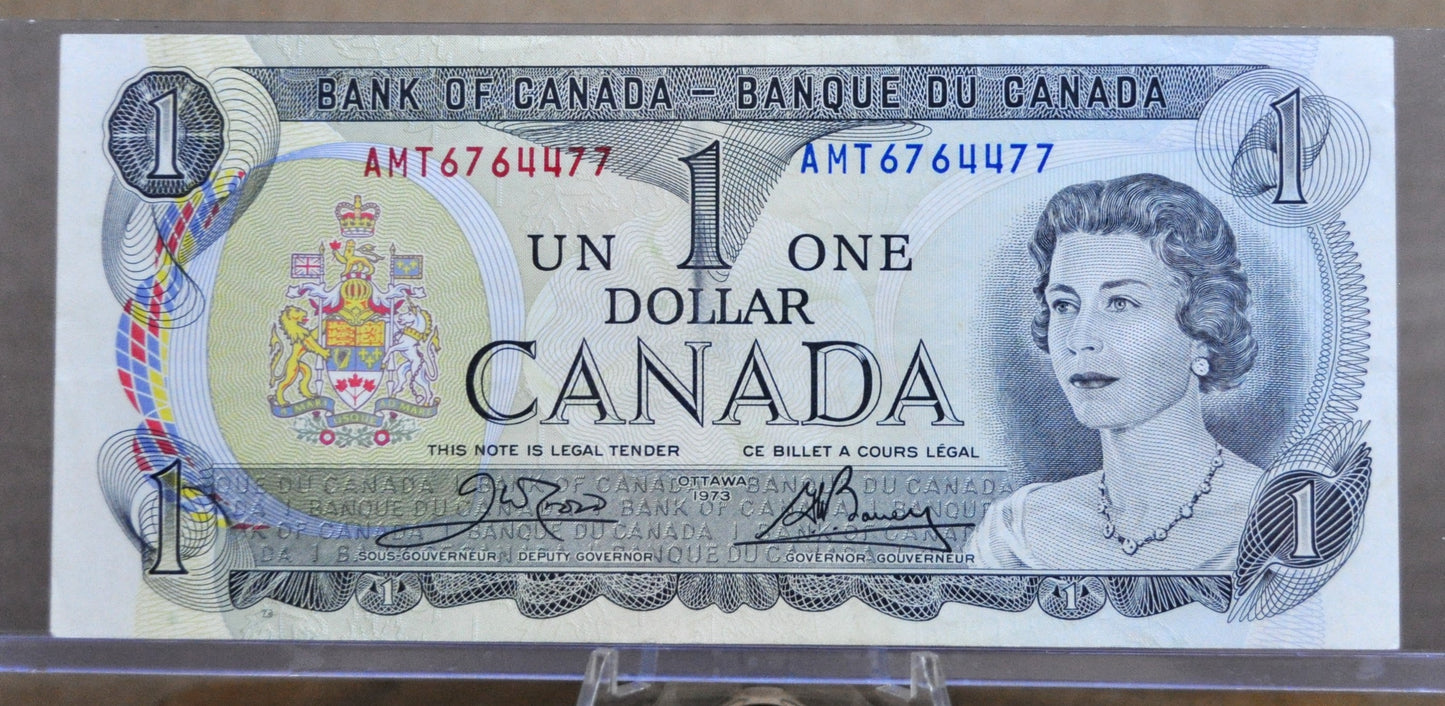1973 Canadian 1 Dollar Banknote - Crow / Bouey Signatures - Uncirculated (UNC) - 1973 Banque Du Canada One Dollar Note - P#85c