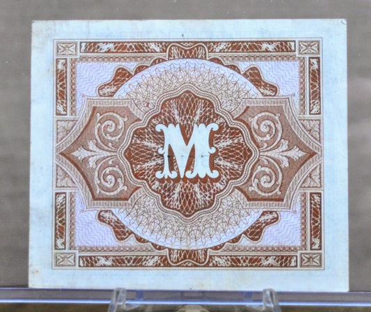 1944 Germany 5 Mark Paper Note - Printer Code F, 9 Digit Serial - WWII Military Note - 1944 German Five Mark Allied Military Note - P#193a