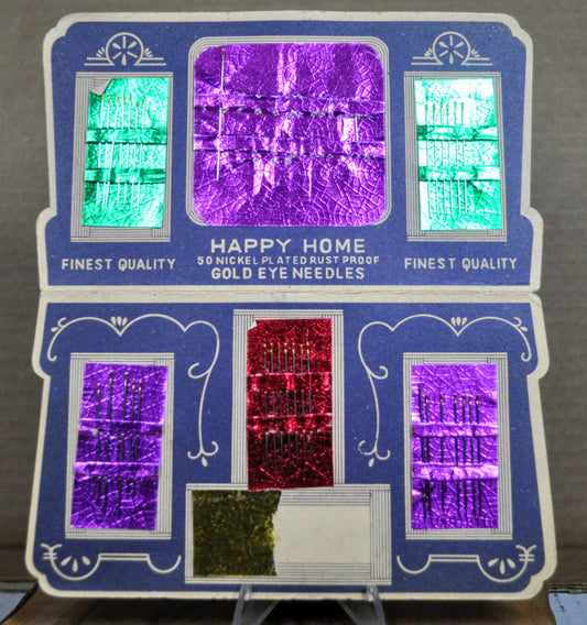 1950s Happy Home Rust Proof Nickel-Plated Sewing Needle Book - Made in Japan - Most Needles Included - Antique Fertig Products Needle Book