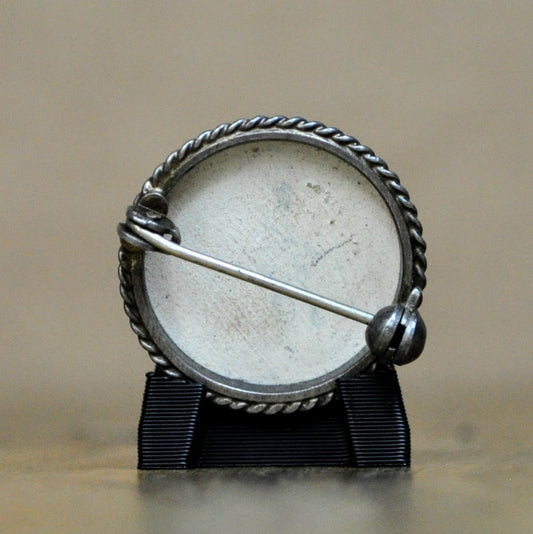 Authentic Sterling Silver Delft Porcelain Flower Design Brooch - Signed Delft Porcelain - Vintage Delft Holland Floral Porcelain Pin 925