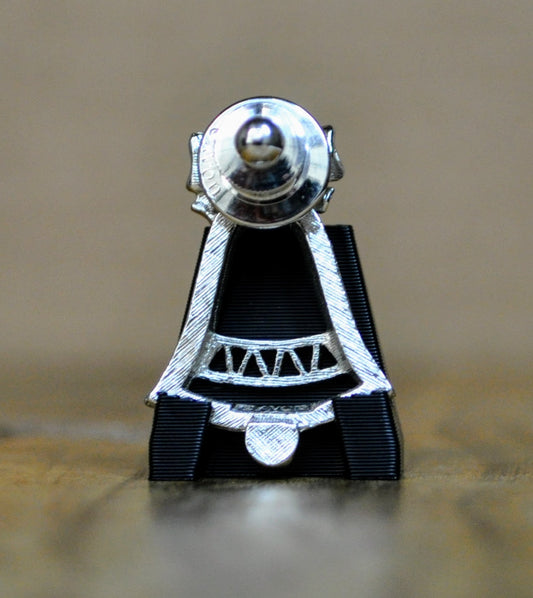 Beautiful 1980s Avon Silver Tone Holiday Bell Lapel Pin - 1.25 Inches Tall - Vintage Avon Christmas Pin