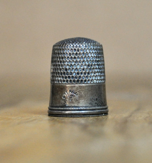 1880s Sterling Silver Simons Bros Co. Quaker Thimble - Size 7 - Small Maker's Mark - Antique Simons Bros Sterling Silver 925 Quaker Thimble