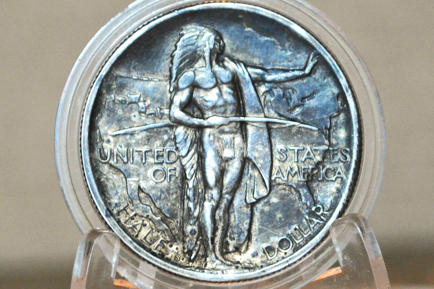 1926-S Oregon Trail Silver Commemorative Half Dollar - AU, Toned - 1926 Oregon Trail Memorial 1926 Oregon Trail Half, Authentic