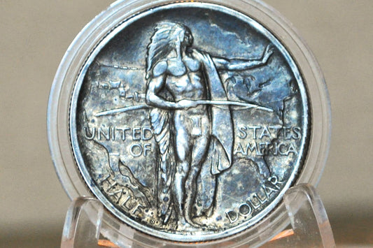 1926-S Oregon Trail Silver Commemorative Half Dollar - AU, Toned - 1926 Oregon Trail Memorial 1926 Oregon Trail Half, Authentic