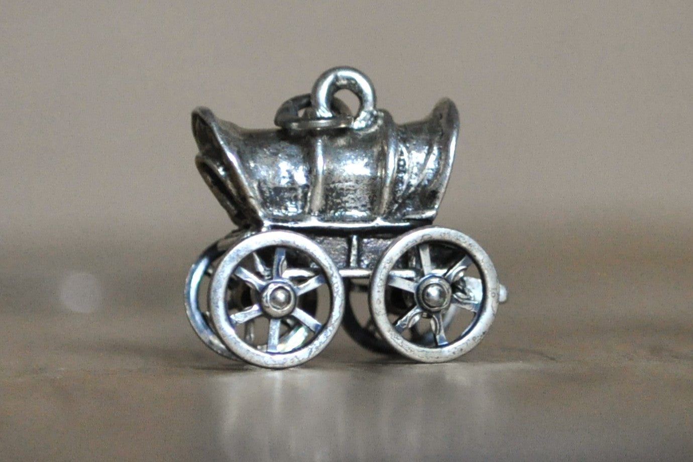 Beau Sterling Articulating Antique Wagon Charm - Stamped and Tested Sterling Silver - Oregon Trail - Manifest Destiny