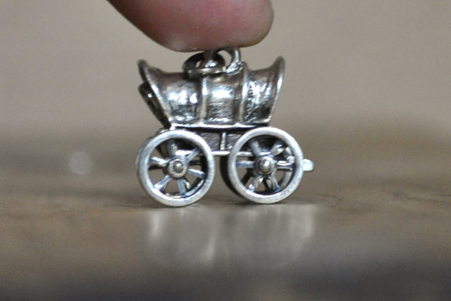 Beau Sterling Articulating Antique Wagon Charm - Stamped and Tested Sterling Silver - Oregon Trail - Manifest Destiny