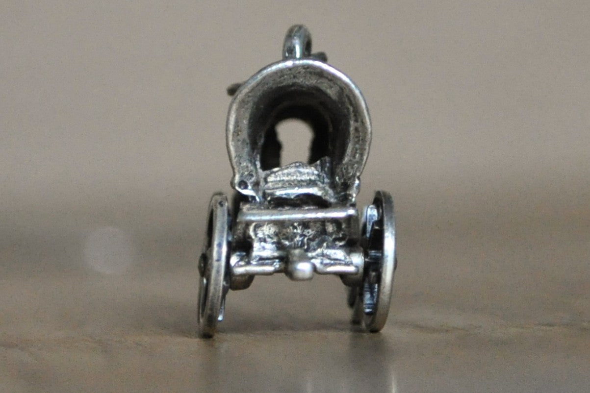 Beau Sterling Articulating Antique Wagon Charm - Stamped and Tested Sterling Silver - Oregon Trail - Manifest Destiny