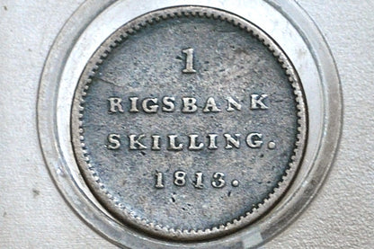 1813 Denmark 1 Rigsbankskilling - 1 Skilling 1813 Great Condition - Old Danish Coin