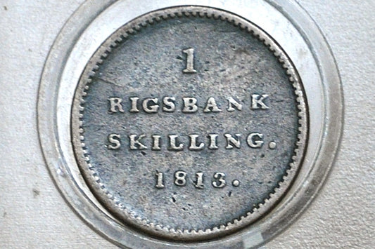 1813 Denmark 1 Rigsbankskilling - 1 Skilling 1813 Great Condition - Old Danish Coin