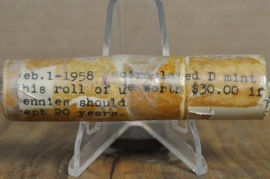 1958-D Lincoln Penny Roll Circulated 50 Pc - Roll of Lincoln Pennies 1958-D 50 Pennies