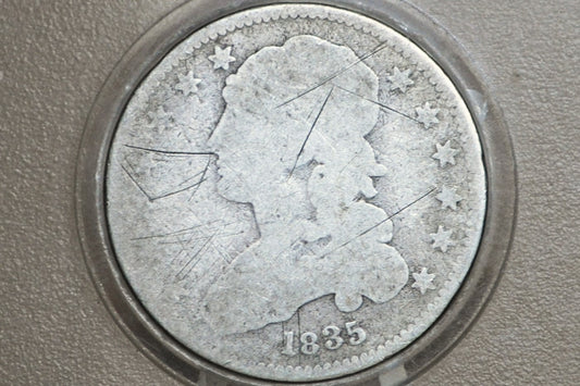 1835 Capped Bust Quarter - AG Detail - 1835 US Quarter 1835 - Early American Coin; Rare Coin Type, Few ever Made