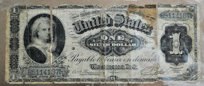1886 1 Dollar Silver Certificate Martha Washington Note - Good (G), Torn - First Issue - Rare 1886 One Dollar Washington Note - Fr.215