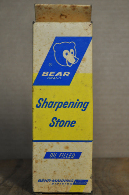 Norton Bear Brand India Oil-Filled Sharpening Stone JB6 - Antique In Box Sharpening Stone Norton Bear Brand