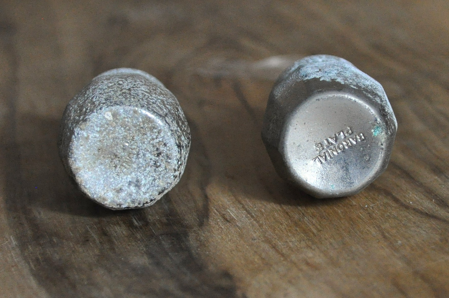 Antique Baronial Plate Mini Salt and Pepper Shakers 2pc Set - Two Piece Set Baronial Plated Salt and Pepper Shakers