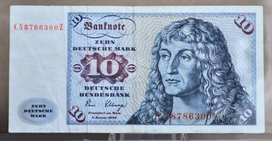 1980 Germany 10 Deutsche Mark Banknote - Deutsche Bundesbank - Extremely Fine (XF) - 1980 German Ten Deutsche Mark Note - P#31d