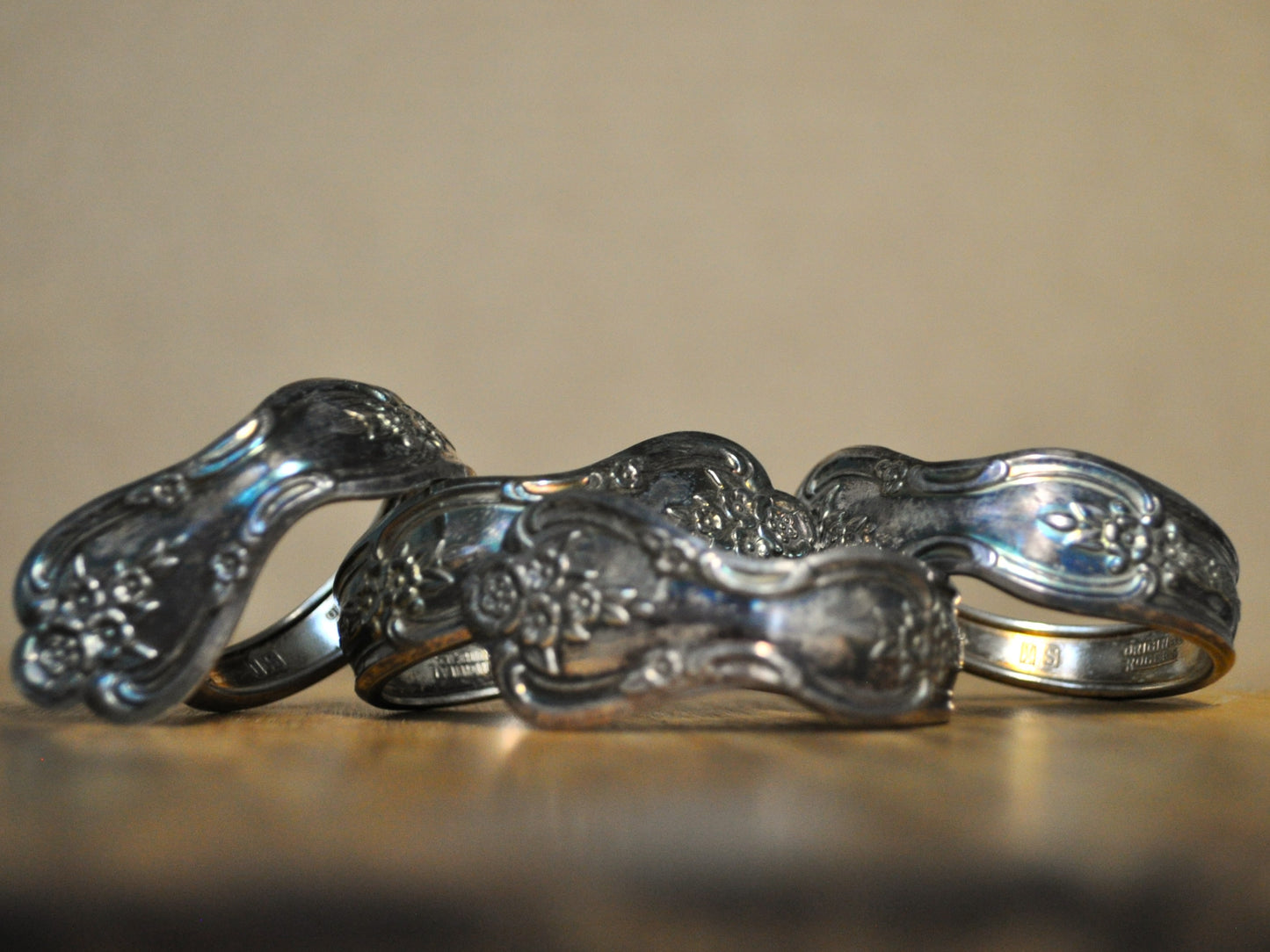 Set of 4 Original Rogers Brothers Spoon Napkin Rings - Stamped and Tested Silverplate - Dinner Parties